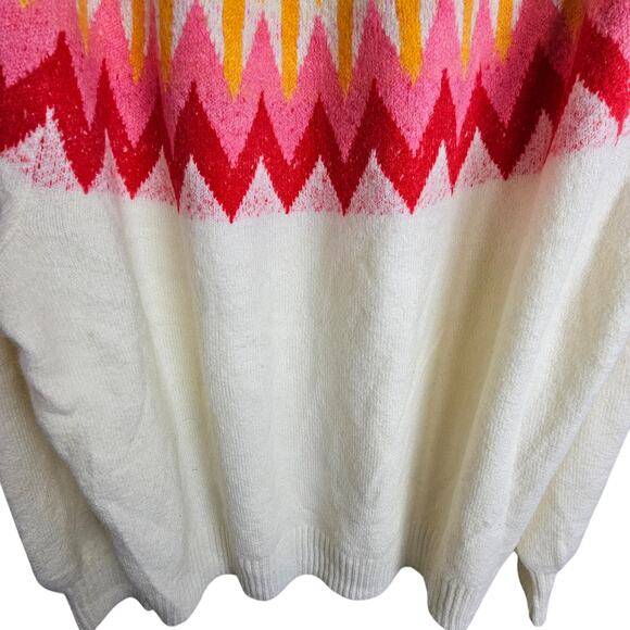 French Connection Womens Wool Blend Nordic Sweater XL Fair Isle Cozy Cobincore - Picture 4 of 9